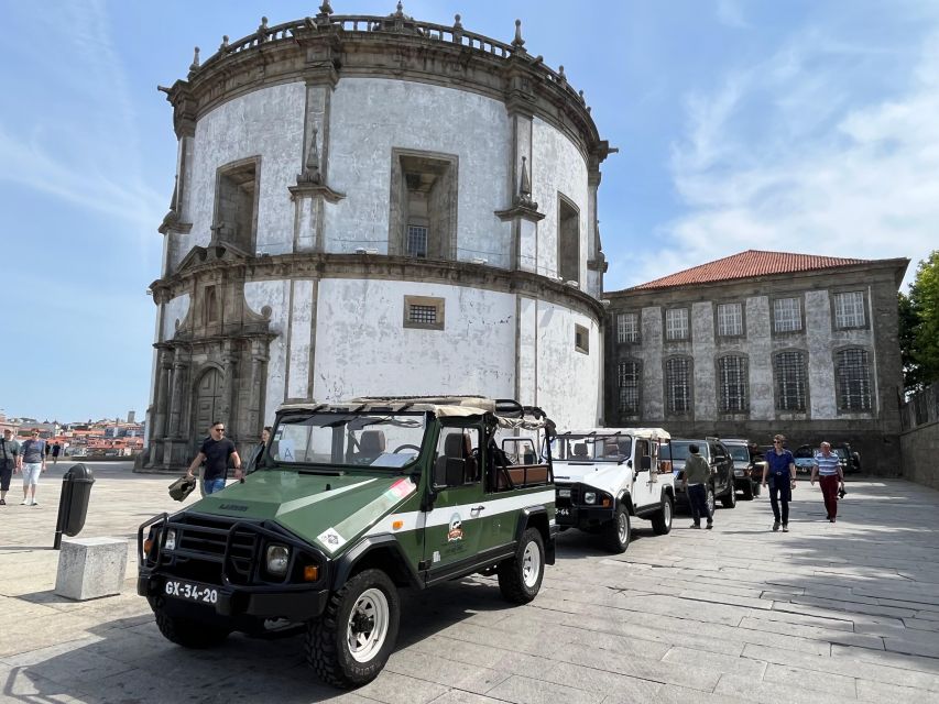 Historic adventure convertible UMM Portugues military jeep - São Bento Station: 20,000 hand-painted tiles, fast and effective