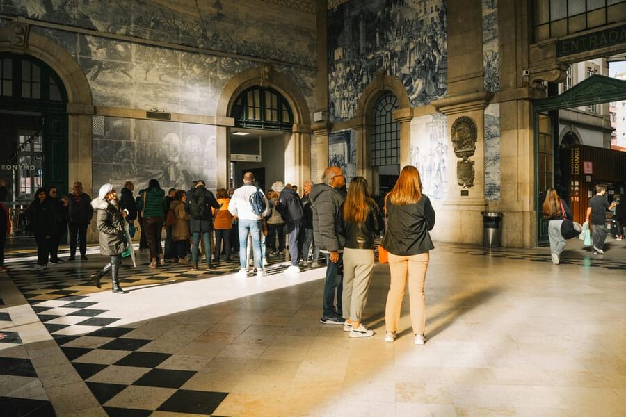 Porto: City Center Walking Tour - São Bento Station tiles that tell the Portugal story fast